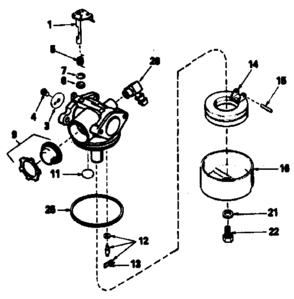 Carburetor Diagram and Parts List for 143384392  Craftsman Engine