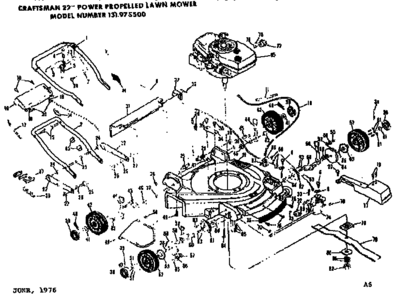 Replacement Parts Diagram and Parts List for 131973500  Craftsman Lawn Mower