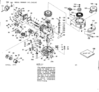 Replacement Parts Diagram and Parts List for 143245142  Craftsman Engine