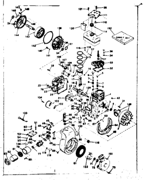 Basic Engine Diagram and Parts List for 143581072  Craftsman Engine