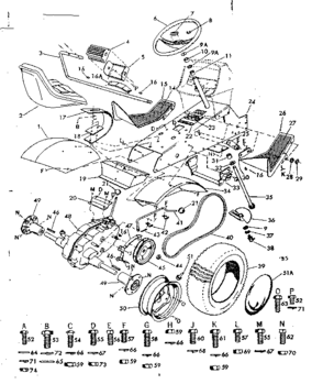 Drive Assembly Diagram and Parts List for 91725640  Craftsman Lawn Tractor