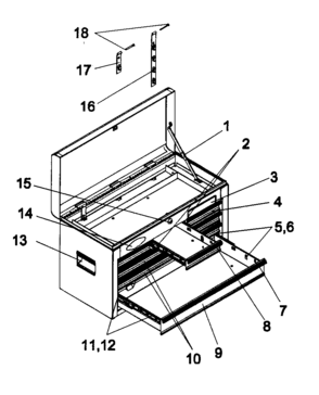 Tool Box Diagram and Parts List for 706599020  Craftsman Tool Stand & Cart