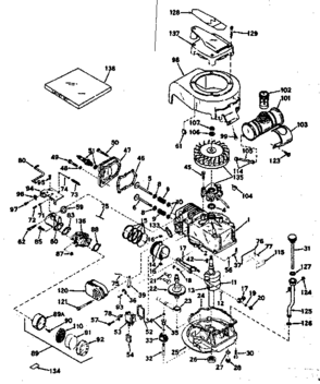 Basic Engine Diagram and Parts List for 143141152  Craftsman Engine