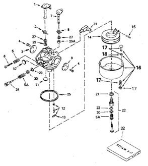 Replacement Parts Diagram and Parts List for 143416032  Craftsman Engine