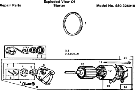 Exploded View Of Starter Diagram and Parts List for 580326010  Craftsman Engine