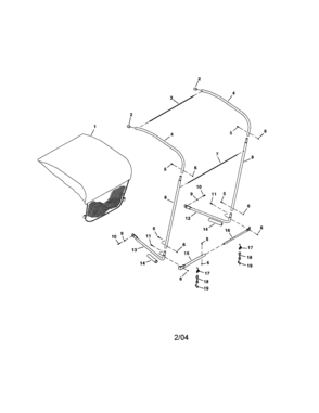 Sun Shade Diagram and Parts List for 48624226  Craftsman Lawn Tractor