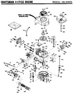 Replacement Parts Diagram and Parts List for 143424072  Craftsman Engine