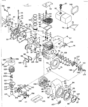 Basic Engine Diagram and Parts List for 143582142  Craftsman Engine