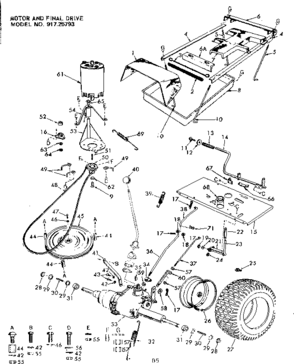 Motor & Final Drive Diagram and Parts List for 91725793  Craftsman Lawn Tractor