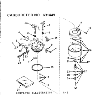 Carburetor Diagram and Parts List for 143276422  Craftsman Engine