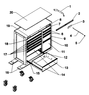 Tool Cart Diagram and Parts List for 706957290  Craftsman Tool Stand & Cart