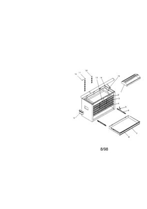 12 Drawer Professional Chest Diagram and Parts List for 706652610  Craftsman Tool Stand & Cart