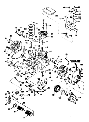 Engine Diagram and Parts List for 143774102  Craftsman Engine