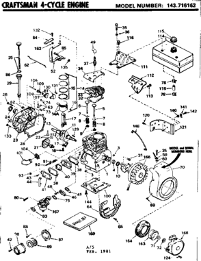 Replacement Parts Diagram and Parts List for 143716162  Craftsman Engine