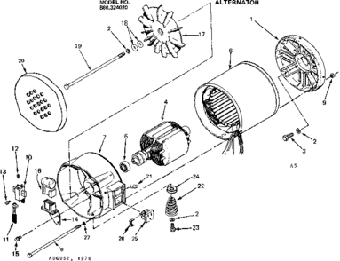 Alternator Diagram and Parts List for 580324020  Craftsman Engine