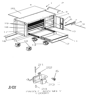 Cabinet Parts Diagram and Parts List for 706599240  Craftsman Tool Stand & Cart