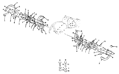 Tine Assembly Diagram and Parts List for 917299762  Craftsman Tiller