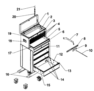 Tool Box Diagram and Parts List for 706621000  Craftsman Tool Stand & Cart