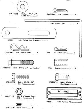 Hardware Diagram and Parts List for 84224078  Craftsman Snow Blower