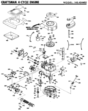 Replacement Parts Diagram and Parts List for 143424402  Craftsman Engine