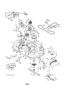 Mower Deck Diagram and Parts List for 917250820  Craftsman Lawn Tractor