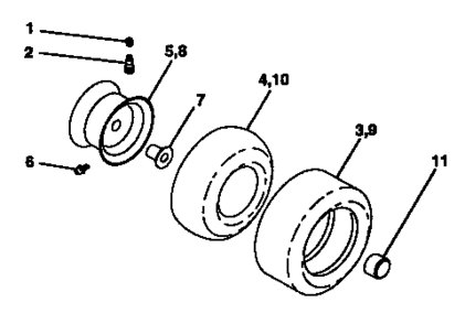Wheels And Tires Diagram and Parts List for 917257645  Craftsman Engine