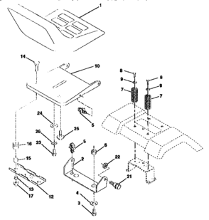 Seat Assembly Diagram and Parts List for 917257572  Craftsman Lawn Tractor