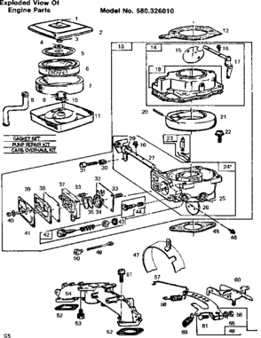 Engine Parts Diagram and Parts List for 580326010  Craftsman Engine