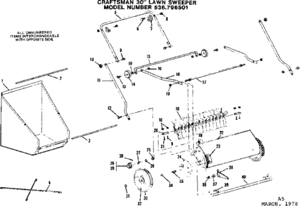 Replacement Parts Diagram and Parts List for 536796501  Craftsman Lawn Tractor