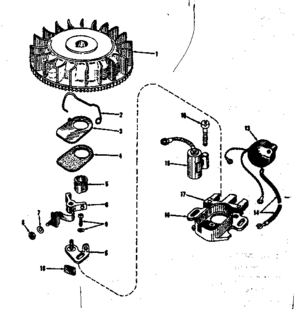 Magneto (phelon F-3220-g) Diagram and Parts List for 14350400  Craftsman Engine