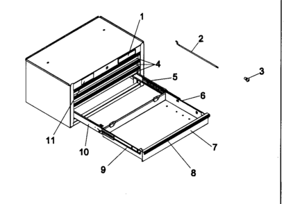 Part Location Diagram of 18197A1-EBE Craftsman Tool chest drawer, 3-in