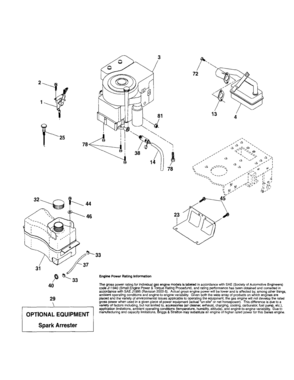 Engine Diagram and Parts List for 917253620  Craftsman Lawn Tractor