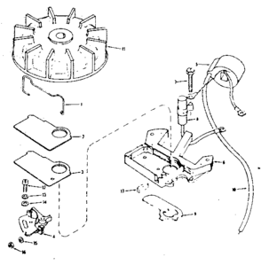 Magneto #610654 Diagram and Parts List for 91761404  Craftsman Chainsaw