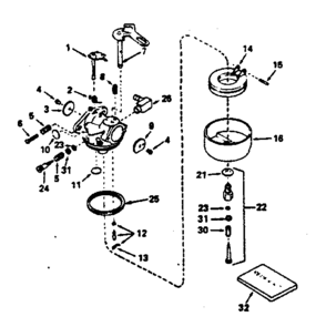 Carburetor Diagram and Parts List for 143764042  Craftsman Engine
