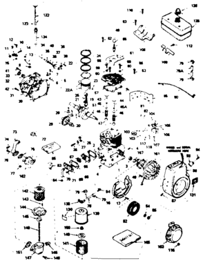Basic Engine Diagram and Parts List for 143716022  Craftsman Engine