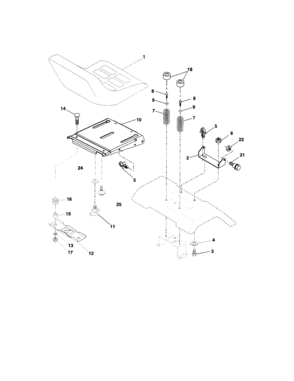 Seat Assembly Diagram and Parts List for 917273621  Craftsman Lawn Tractor