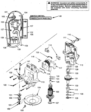 Motor & Switch Assembly Diagram and Parts List for 247370220  Craftsman Lawn Mower