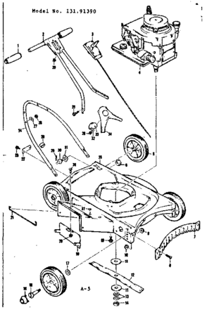 Replacement Parts Diagram and Parts List for 13191390  Craftsman Lawn Mower