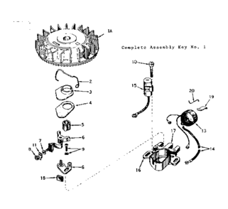 Magneto Diagram and Parts List for 143187042  Craftsman Engine