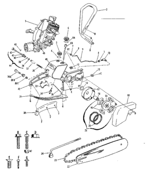 Main Frame Diagram and Parts List for 917350720  Craftsman Chainsaw