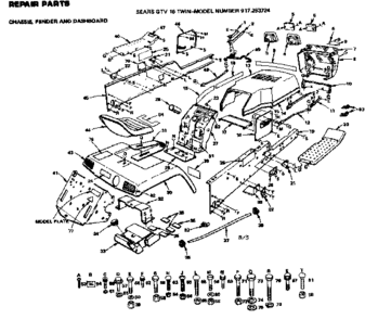Chassis Fender And Dashboard Diagram and Parts List for 917253724  Craftsman Lawn Tractor