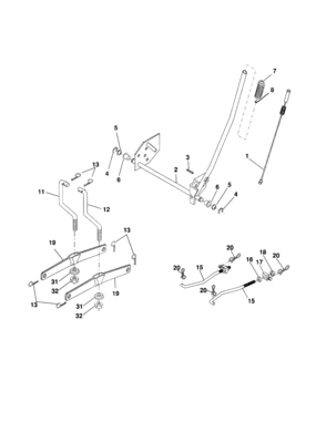 Mower Lift Diagram and Parts List for 917257400  Craftsman Lawn Tractor