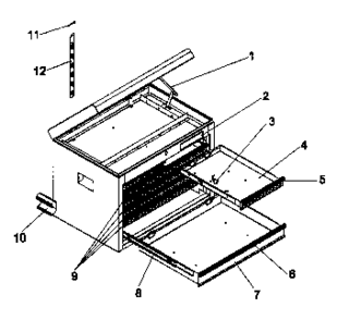 Cabinet Parts Diagram and Parts List for 706619340  Craftsman Tool Stand & Cart