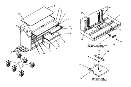 Cart Diagram and Parts List for 706955970  Craftsman Tool Stand & Cart