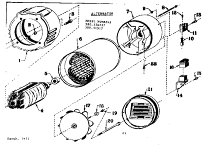 Stator Assembly Diagram and Parts List for 580320237  Craftsman Engine