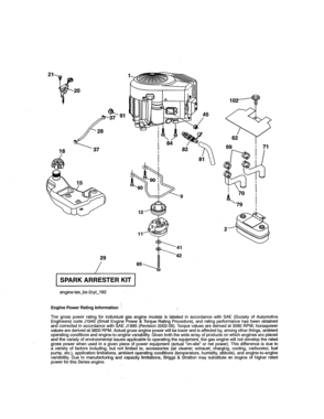 Engine Diagram and Parts List for 917273941  Craftsman Lawn Tractor