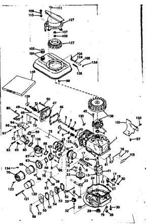 Basic Engine Diagram and Parts List for 143144042  Craftsman Engine