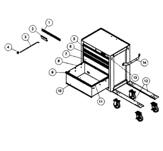 Part Location Diagram of 15341-PH Craftsman Tool chest handle