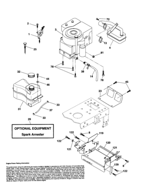 Engine Diagram and Parts List for 917257410  Craftsman Lawn Tractor