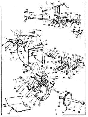 Motor Mount Assembly Diagram and Parts List for 536884900  Craftsman Snow Blower